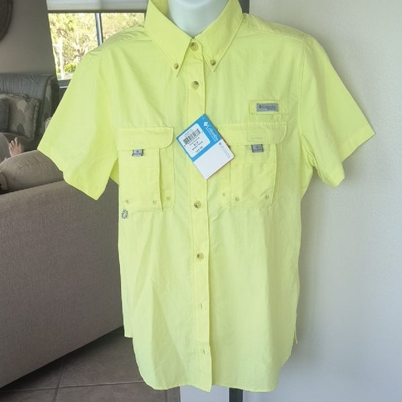 Columbia Yellow Casual Button Down Shirt - Picture 1 of 5